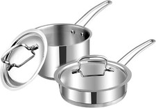 Vinod Stainless Steel Cookware Set of 2 , Saucepan & Frypan Extra Deep,