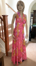 Vintage 1970s Halterneck Maxi Boho Hippie Tiki Style Dress