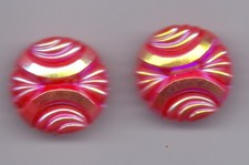 2 large vintage glass buttons -  IRIDESCENT