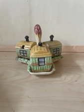 Rare Vintage Ceramic Gypsy Romany Caravan Cruet Set Made in Great Britain  