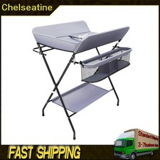 Baby Changer Unit Table Nursery Changing Station With Baby Bath Mat And Storage