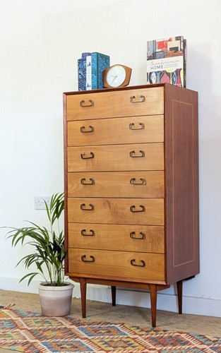 Vintage danish tallboy chest - tallboy,