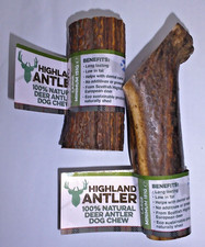 2 Large Highland Antler 100% Natural Deer Antler Dog Chews