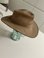 Vintage Leather ,suede Braided Cowboy Hat - Sz L , 22.5”Made In Canada