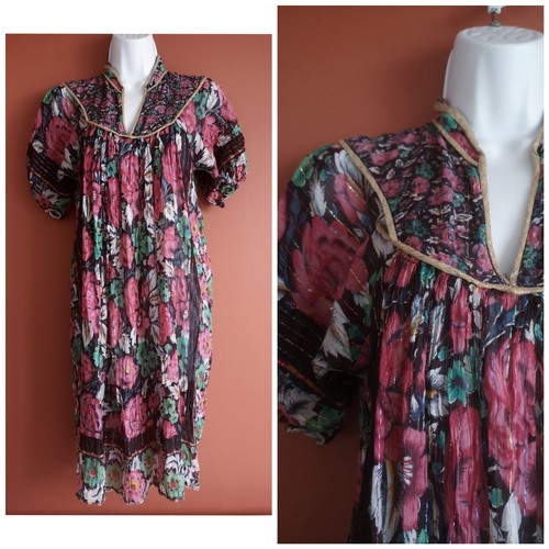 Vintage 70s black pink indian - pink,