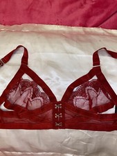 Red Cage Peek A Boo Bra M  12-14 Stretchy Ann Summers 