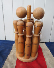 ANTIQUE VINTAGE OLD BOWLING WOODEN WOOD PIN SKITTLES SPORTING BAR DEN MAN CAVE