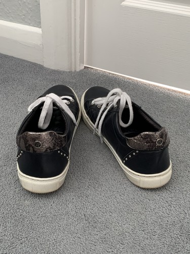 Moda pelle navy blue trainers - moda,