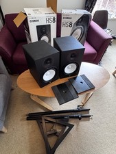Yamaha HS8 Active Studio Monitor Speakers Black, Pair With Stands And Box