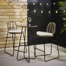 **Seconds** Belize Beige Rattan Outdoor Bar Set & Cream Cushions