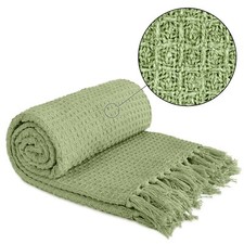 Throw Blanket for Sofas Bed Runner Honeycomb Waffle Soft Cotton Honeycomb