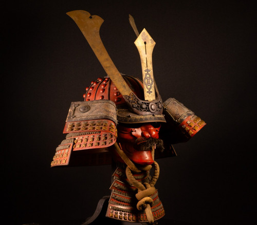 Samurai helmet iron red - iron, kabuto