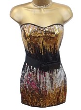 Gold Black Sequin Bodycon