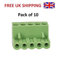 5 PIN In-Line Cable Pluggable Non Solder PCB Screw Connector 5.08mm, PA256, Pk10