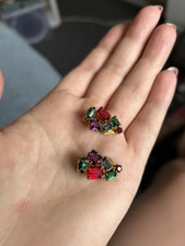 Big Clip On Colorful Glitzy Earrings Eighties Jewelry