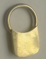 VINTAGE Old Silver Metal Keyring Key Ring Gold Effect Lock Latch ? 