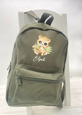 Personalised Little Lion Green Backpack, Back to School Essentails
