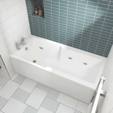 Nuie Straight Whirlpool Shower Bath 1700 x 700mm Chrome Jets Hydrotherapy Tub