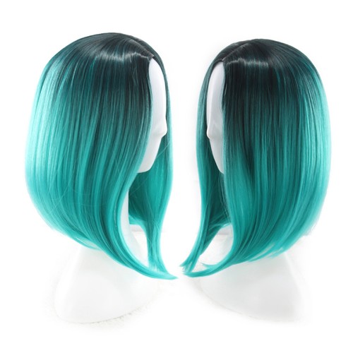 Gradient dark green bob wig - gradient,