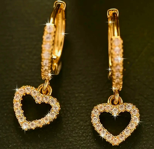 18k gold plated heart crystal - 18k,