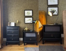 Stag Minstrel Black Chest Of Drawers Bedside Cabinets Vintage Upcycled Furniture