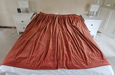 Pair Vintage Burnt Orange Terracotta Velvet Curtains 96" W & 72" L + Tie-Backs