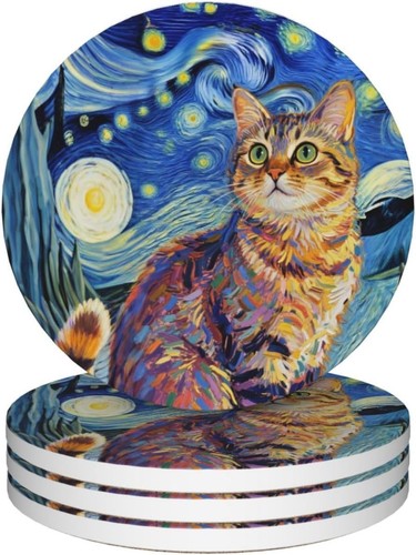 Cat round coasters set 4 - round,