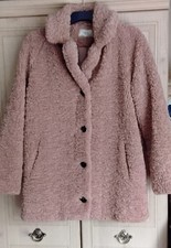 WOMANS ROSE PINK TEDDY BEAR COAT FROM NEXT IN A SIZE 10