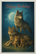 Wolf Birthday Card A5 -