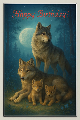 Wolf birthday card - wolf, a5