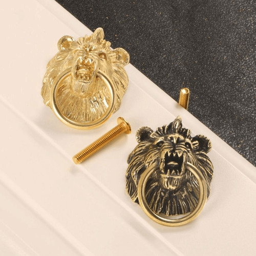 1pc lion head knob brass - lion,