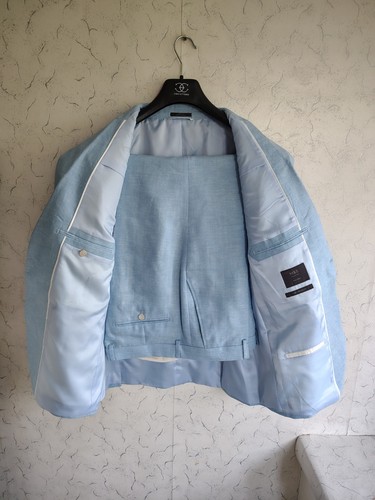 Men light blue linen - men's,