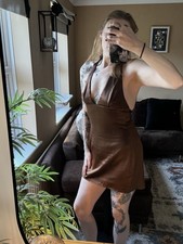Motel rocks satin brown halter
