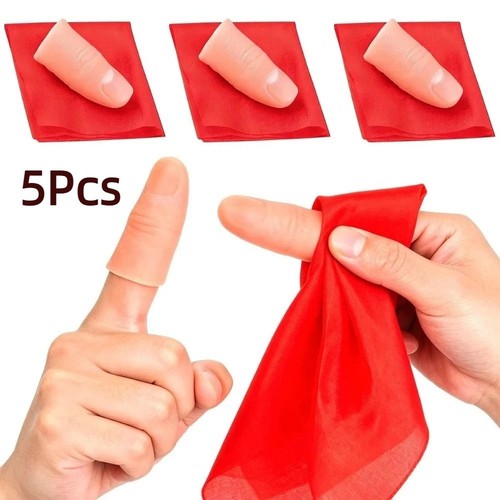 Red silk fake thumb tip - red,