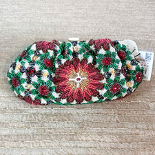 Zara Beaded Crossbody Clutch Party Bag Red Green Hand Made