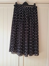 SABRINA DIAMANTI Women's Black & White Polka Dot Chiffon Pleated Skirt size 12 M