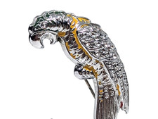 Vintage Parrot 1970's Bird Brooch Lightweight Costume Jewellery (J61)