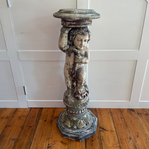 Antique cherub plant stand - antique,