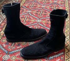Dior Homme Hedi Slimane VOTC 2004 Black Suede Biker Boots UK 10 Made in Italy 44