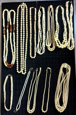 11 Pearl Necklaces + 1 Pearl Choker ~ None Tested ~ Some Need Repairs
