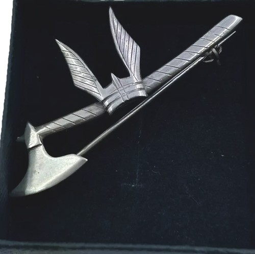 Silver brooch axe bar - brooch,