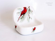 Porcelain soap dish with red - soap,