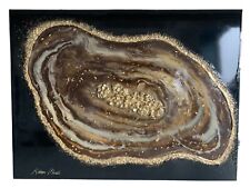3D Geode Resin Wall Art ~ Large Box Canvas ~ Gold Leaf