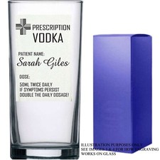 Personalised Engraved Hi ball mixer spirit VODKA glass any name PRESCRIPTION