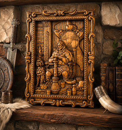Viking warrior wood wall - viking,