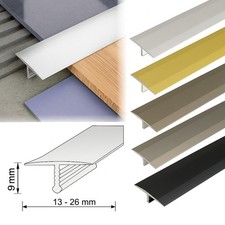 Anodised Aluminium T-Bar Threshold Trim 1m length 13mm,18mm 26mm Tile Transition