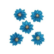 50 mini satin fabric flowers blue DIY sewing applique wedding material accessory