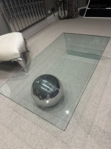 Glass table with mirrored leg - glass,