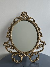 Vintage Retro Gilt Ornate Oval Vanity Dressing Table Mirror