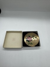Vintage Stratton Compact Mirror Pink Rose Boxed Mid Century